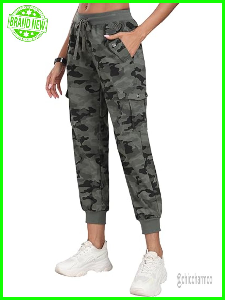 Lightweight Cargo Joggers With Pockets, Elastic Waist Hiking Pants